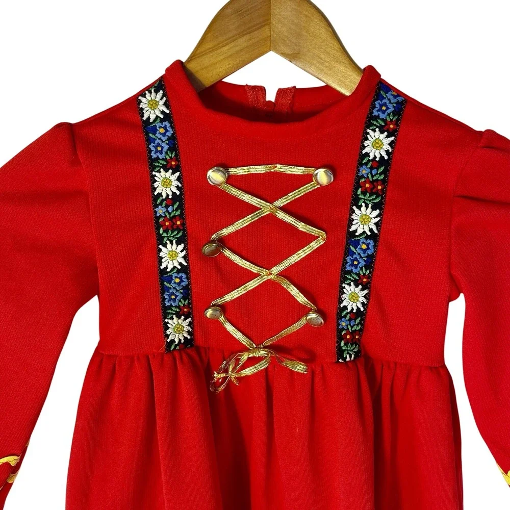 Vtg‎ German Austrian Dirndl Dress Girl's Sz 6x 7 XXS Alpine Edelweiss Folk
